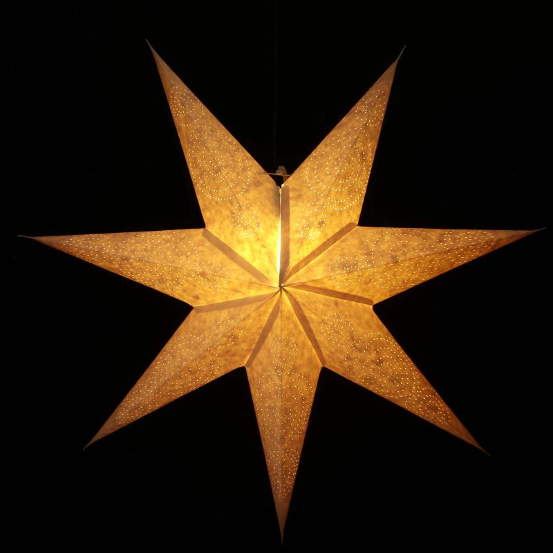 Circles BIG Batic Creme  - Faltbarer Leuchtstern, Weihnachtsstern aus Papier mit 5 Zacken, 70 cm